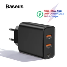Baseus 3 порта USB PD зарядное устройство 60 Вт для iPhone 11 Pro Xs Max XR быстрое зарядное устройство для телефона Quick Charge 4,0 3,0 FCP SCP для Xiaomi huawei