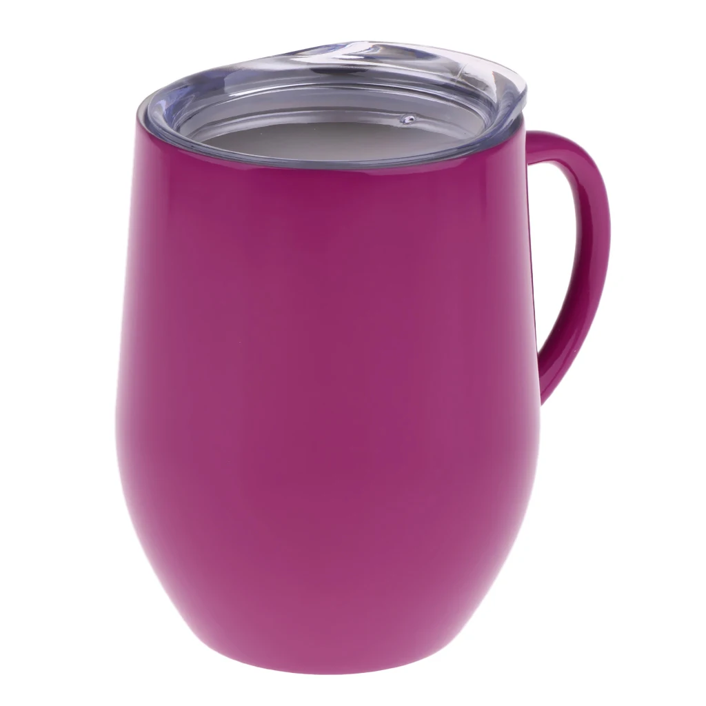 12 oz Insulated Mug With Handles Coffee Cups Stainless Steel Double Wall Vacuum Insulated For Ice And Hot Drink Wine Glass
