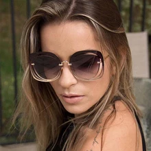 Винтажные Солнцезащитные очки для женщин без оправы, квадратные солнцезащитные очки для женщин, брендовые Роскошные модные градиентные солнцезащитные очки для женщин, роскошные женские очки