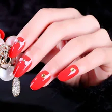 Красный маникюр патч невесты простой резинки-поддельные ногти студия фотосессии свадебное платье Маникюр Al84
