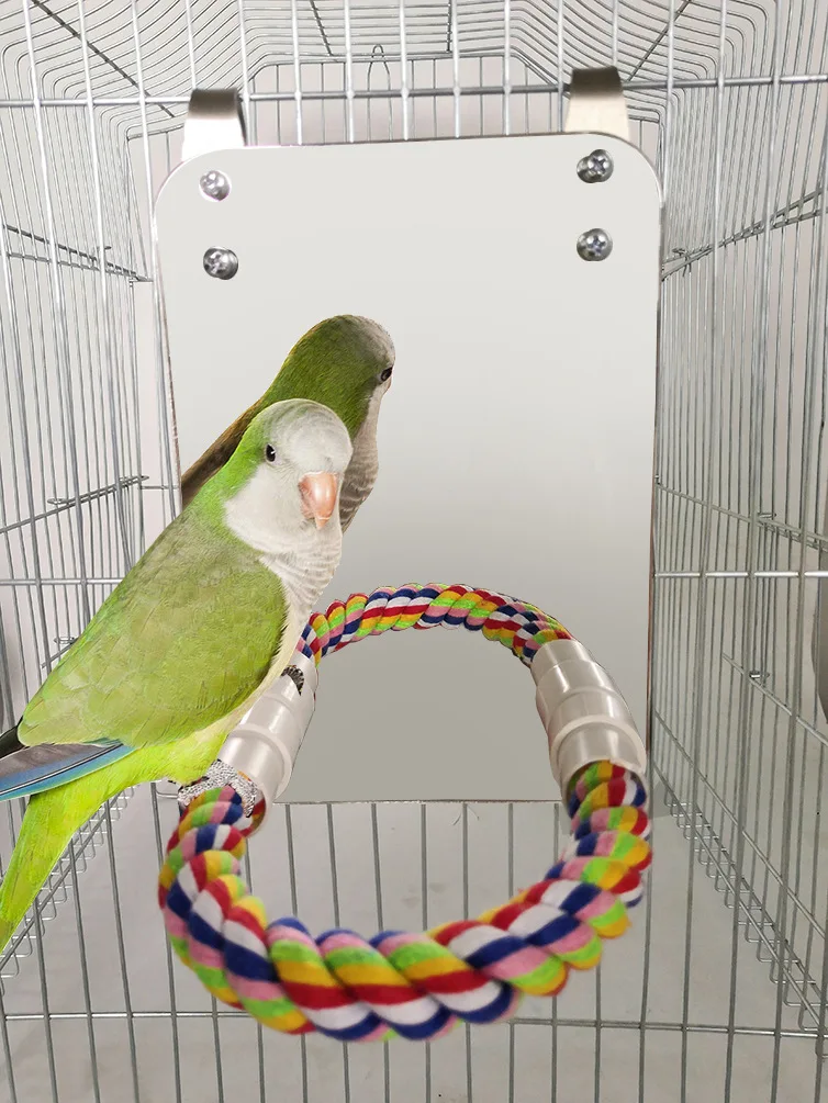 Попугай Игрушка для кусания птица игрушка большое зеркало хлопок веревочная стойка барный костюм камера для птиц игрушка птица игрушка обучающая игрушка