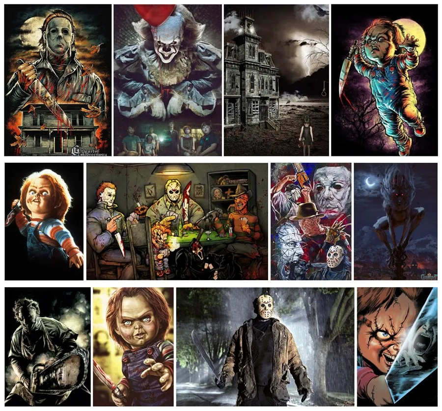 5D DIY Diamond Painting Horror clown It movie character chucky Animal Embroidery Kids Gift Home Decor | Дом и сад