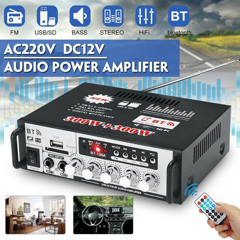 600 Вт Bluetooth усилитель мощности бас стерео аудио HIFI усилитель SD FM USB для домашнего кинотеатра/автомобиля EU штекер
