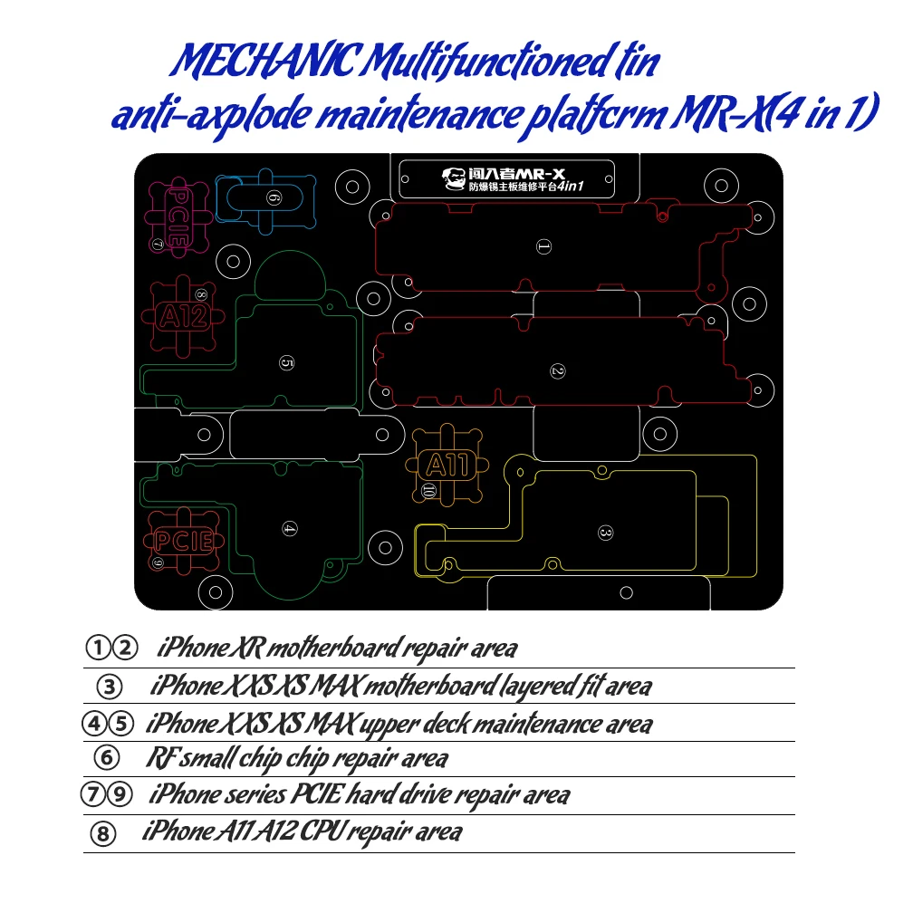 MECHANIC IPhoneX XS MAX XR Взрывозащищенная Оловянная материнская плата ремонт платформы MR-X посадка олова дегумминг многофункциональный инструмент для ремонта