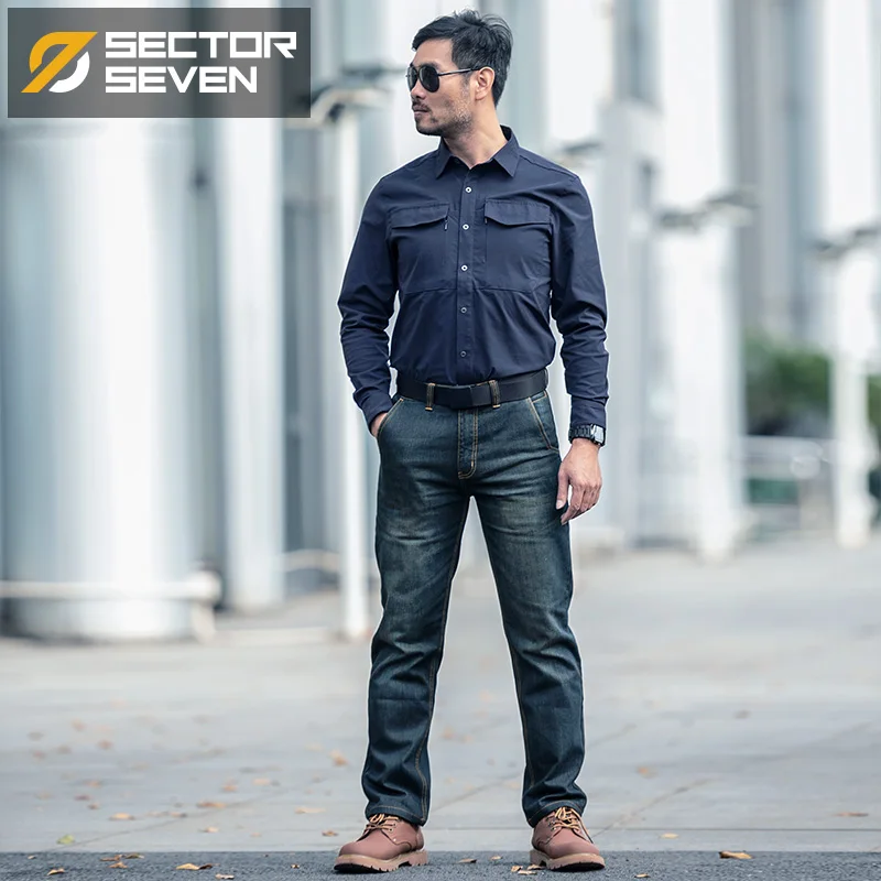 Black Blue Sector Seven, новинка, Cordura SWAT, военные карго джинсы, Мужские повседневные джинсы, стрейчевые, с несколькими карманами, тактические, армейские - Цвет: Black Blue