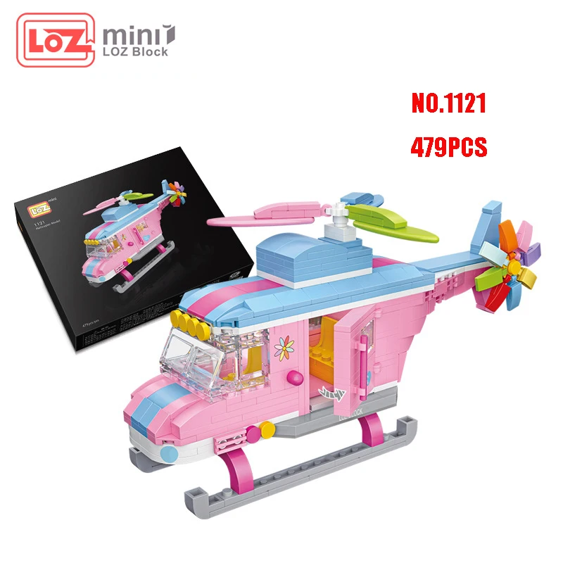 

LOZ SWAT Helicopter Action Figure Doll DIY Assembled Bricks Kids Toys Airplane Frighter Model Building Blocks Kits