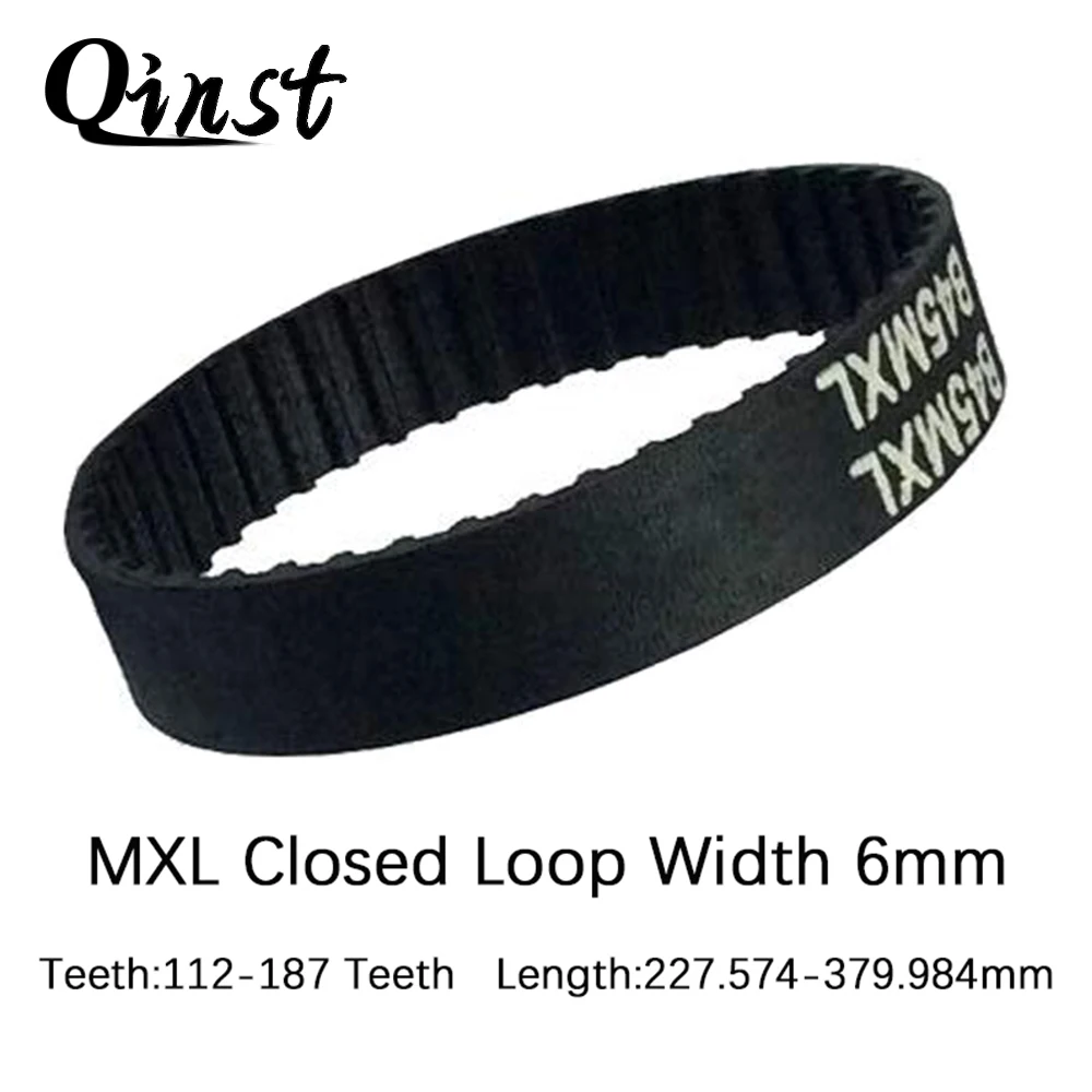 

Qinst MXL Timing Belt 227.574-379.984mm Length 112-187 Teeth MXL 6mm Belt Width Rubber Closed Loop Synchronous Pulley Belt