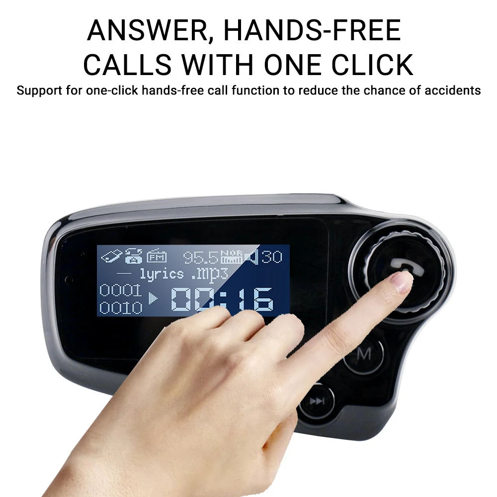BORUiT 1,8 дюймов Автомобильный Mp3 U диск/TF карта музыкальный плеер Bluetooth ресивер FM-передатчик QC3.0 адаптер для быстрого автомобильного Зарядное устройство Hands-Free