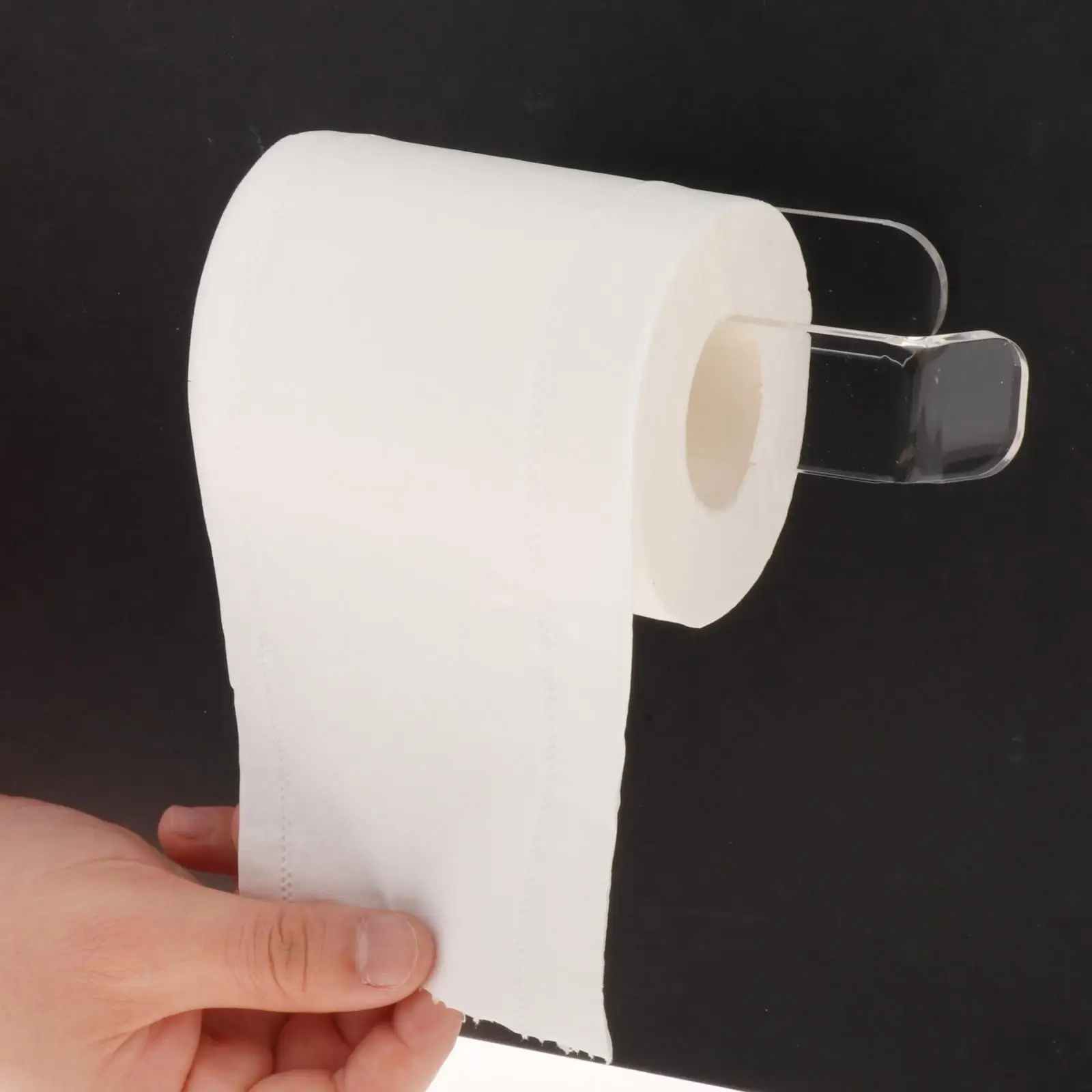 Punch-free Acrylic Toilet Roll Holder Kitchen Paper Holder for Bathroom Toilet Paper Holder Hanger Stick on Wall Tile