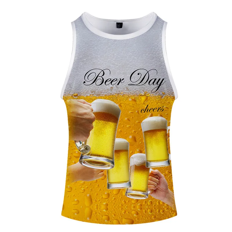 PICTURE COLOR Bubbling beer с цифровым 3d-рисунком для мужчин жилет для мальчиков сексуальная летняя мужская одежда фитнес майки для бодибилдинга майка Blouse2019 - Цвет: PICTURE COLOR