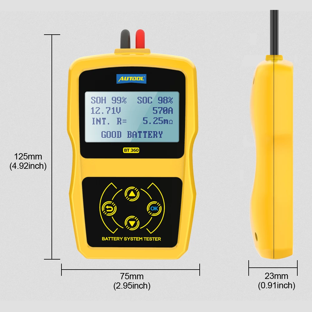 AUTOOL BT360 12 V Batterie System Tester Status Analysator CCA 100-2400 für Regelmäßige Überflutet Auto Cranking und Ladeanlage Diagnostic Analyzer für Inländische Autos 