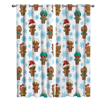 

Gingerbread Man Traditional Christmas Cookies Pattern Blackout Window Curtains Living Room Curtain Kitchen Blackout Curtains