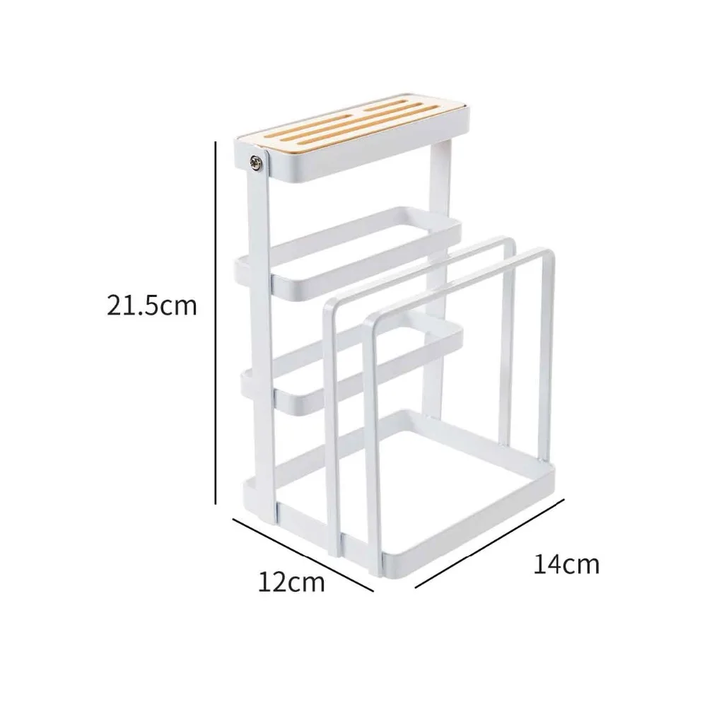 Kitchen Rack Iron Storage Shelf Knife Holder Block Cooker Cutting Board Holder Rag Dish Cloth Towel Rack Kitchen Organizer