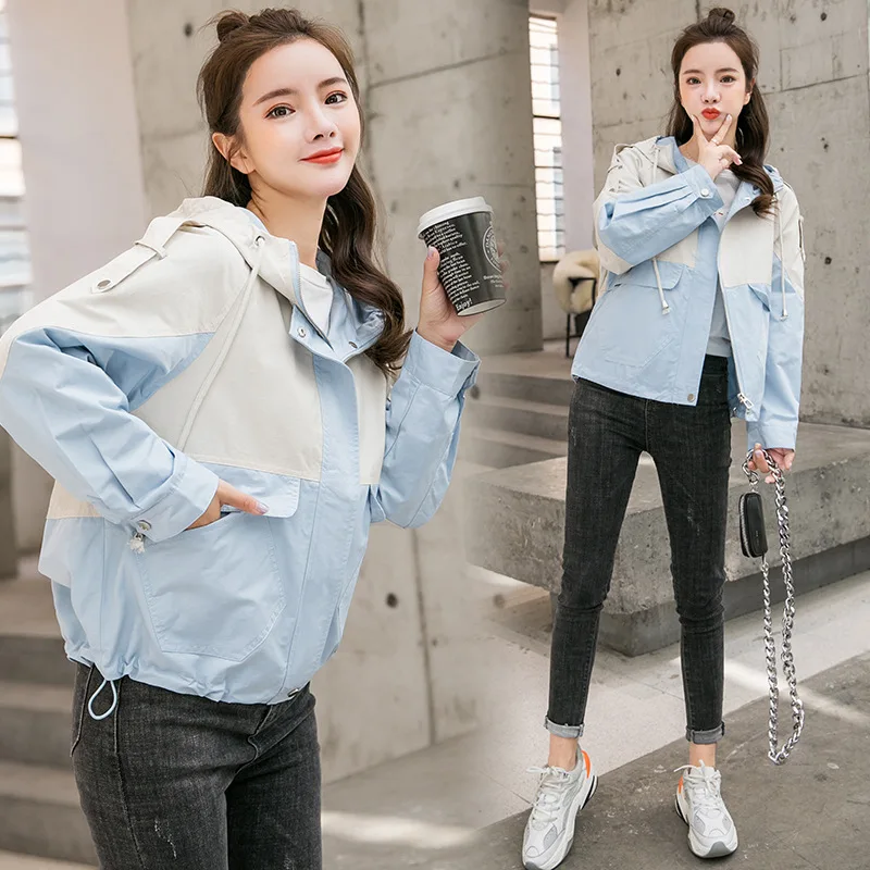 

2019 New Style Autumn WOMEN'S Dress Korean-style Retro Workwear Baseball Uniform Loose-Fit Contrast Color Hooded Casual by Age C