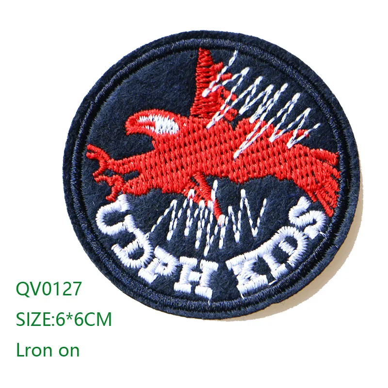 QV0127 Футбол, звезды, компас круглая Икона вышитая железная нашивка для одежды DIY полосатая одежда Лоскутная наклейка пользовательские значки - Цвет: QV0127