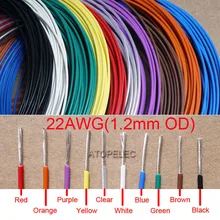 22AWG 1,2 мм OD посеребренный FEP провод высокой чистоты OFC медный кабель HiFi аудио DIY черный/красный/желтый/зеленый/синий/белый/прозрачный