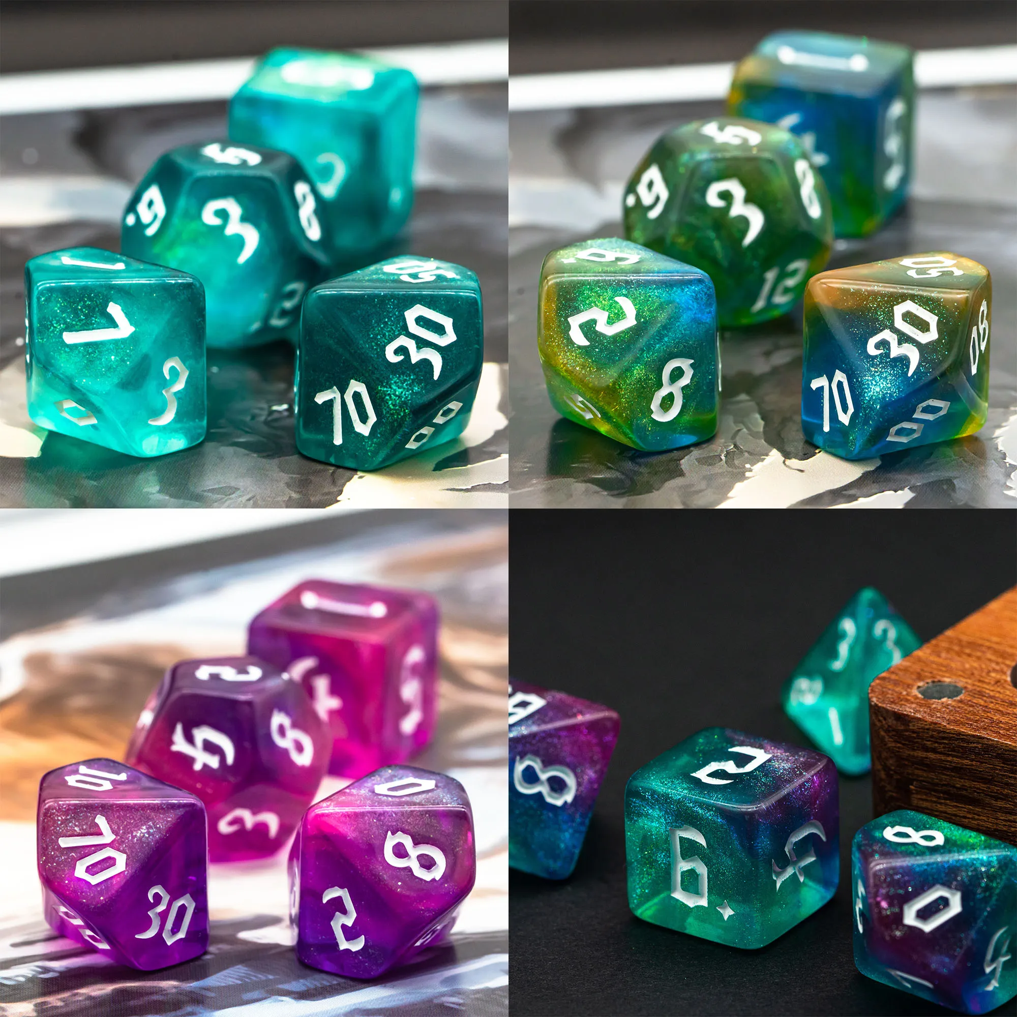 7Pcs/Set New Sickle Font DND Dice Set D4D20 Polyhedral Dice for