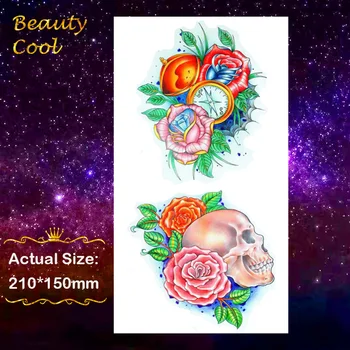 

Flower Skull Multicolor 3D Temporary Tattoo Fake Sticker Makeup Body Art for Men Women Designer Waterproof Fashion Arm Tattoos