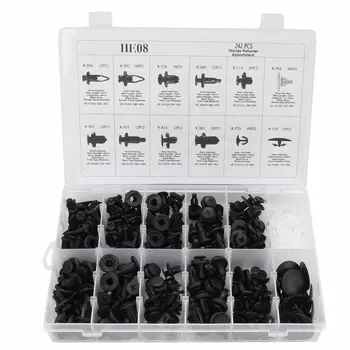 

Auto Rivet Clips 242Pcs Black Set Accessories Parts Bumper Push Pin Hood
