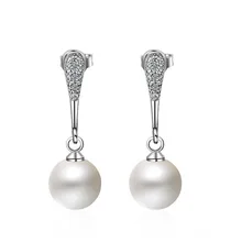 Серьги из искусственного жемчуга для женщин, кубический цирконий, модные свадебные милые белые жемчужные серьги-гвоздики, романтические ювелирные изделия