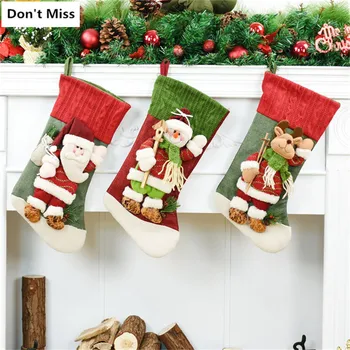

Candy Gift Bags Santa Claus Snowman Elk Christmas Stockings Kids Children Birthday Party Decoracion Xmas Tree Hanging Ornaments