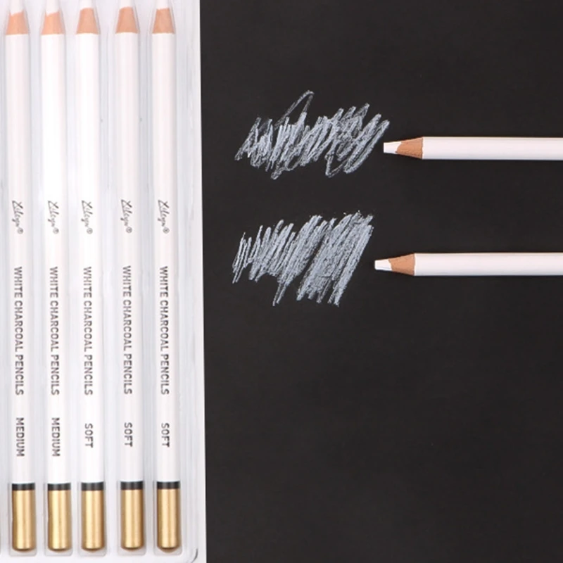 Seamiart 3pcs White Soft/medium/hard Charcoal Pencil for Sketch