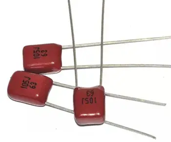 

10PCS 63V105J 1UF Pitch 5MM 63V 105 1000nf CBB Polypropylene film capacitor