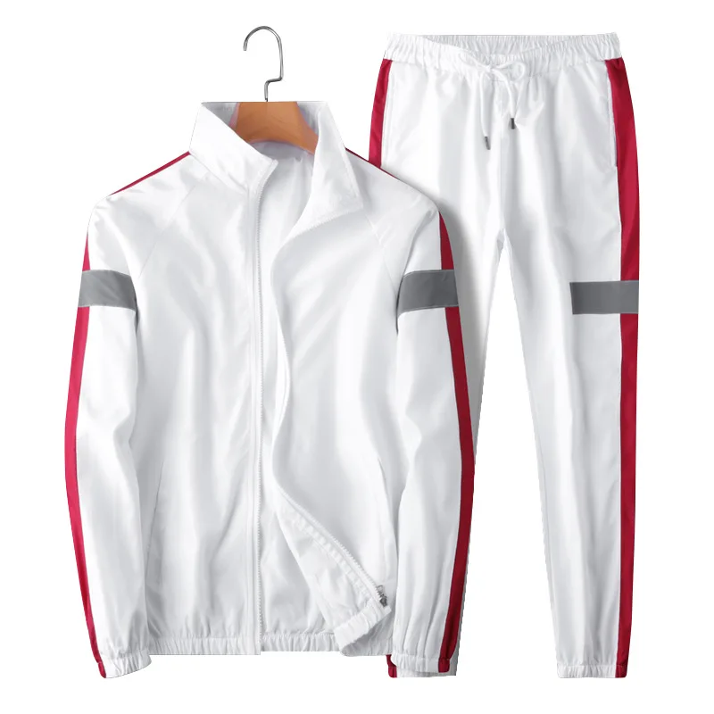 Tracksuit Pants Sportswear Spring Hip-Hop-Jacket Casual-Set Men Patchwork Autumn Solid