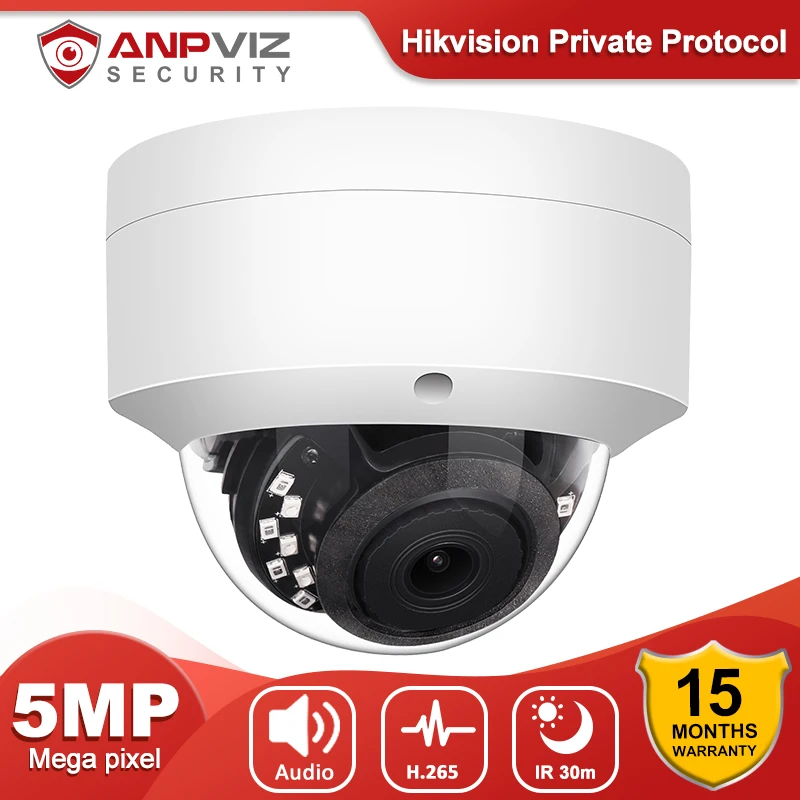 IP камера Anpviz H.265 PoE 5 Мп HD наружная ИК 30 м ночное видение аудио купольная