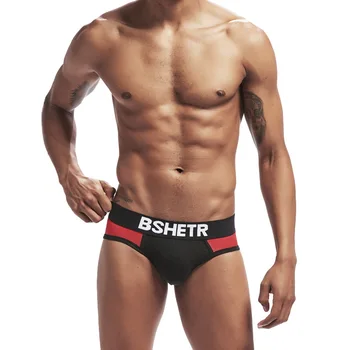 

Popular Low Waist Briefs Cotton Contrast Color U Convex Breathable Sexy Men's Underwear