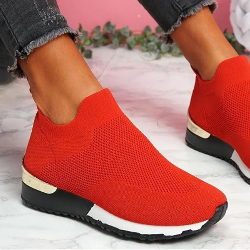 Woman Shoes 2022 Trendy Mesh Platform Sneakers Socks Shoes Tenis Breathable Socofy Casual Sports Shoes Women Flats Zapatos Mujer
