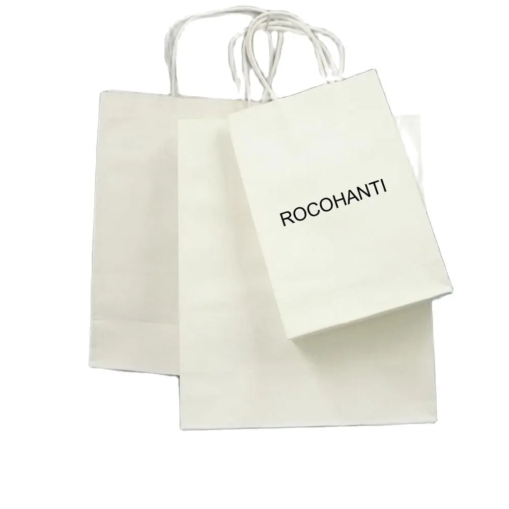 

10X Custom Printed Your Own Logo Packaging White Brown Kraft Gift Craft Shopping Paper Bag With Twisted Handle Sac Papier