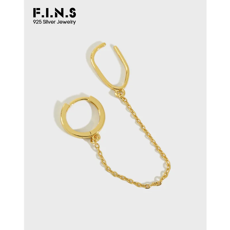 F.I.N.S трендовые Уникальные 925 пробы серебряные одиночные серьги манжеты женский в