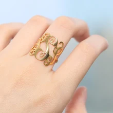 Custom Mini Monogram Ring With Your Personalized Initials Ring Silver Gold Stainless Steel Rings For Women Jewelry Birthday Gift