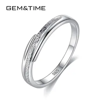 

Gem&Time Created Frosting Stackable Ring 925 Sterling Silver Ring For Women Charm Wedding Brand Finger Ring Fine Jewelry SR0453