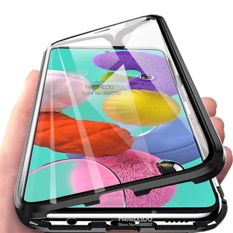 Магнитный металлический флип чехол для samsung galaxy a51 SM a515F a 51 двухсторонний из