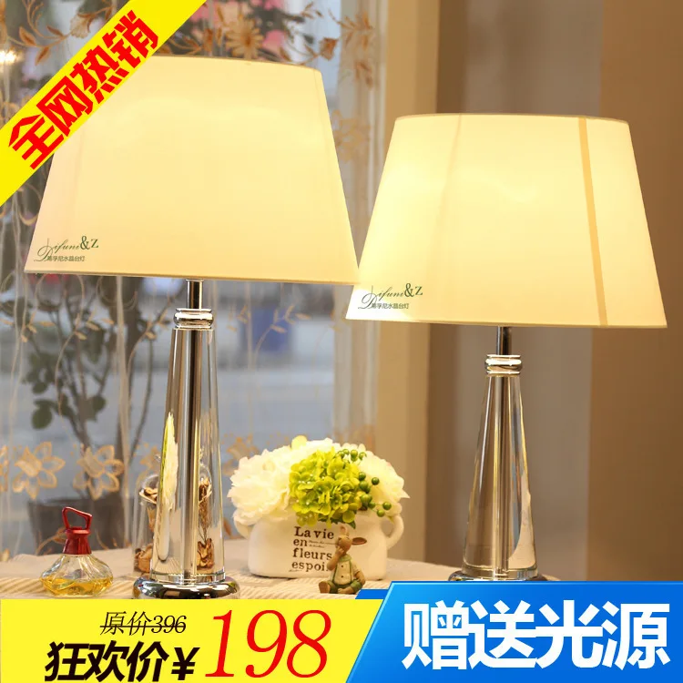 

Modern Crystal Bedroom Table Lamp Fabric Lampshade Living Room Decoration Abajur Table lamp For Bedroom Lamparas De Mesa