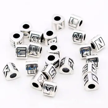 

A-Z Authentic 925 Sterling Silver Bead Charm Vintage Triangle Alphabet 26 Letter Beads Fit Bracelet Bangle DIY Jewelry