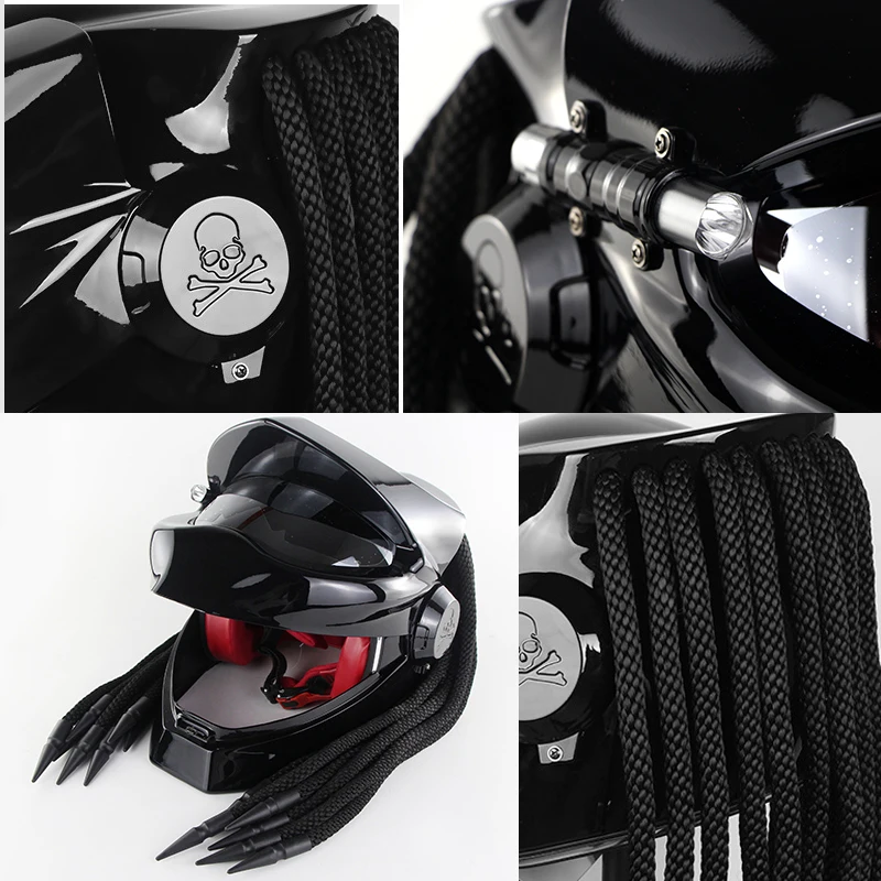 Мотоциклетный шлем Predator из углеродного волокна для мотокросса, мотоциклетный шлем Predator Casco Moto, винтажный шлем для мотокросса