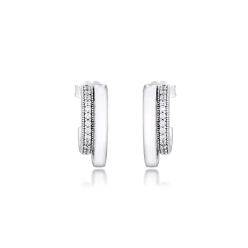 

Pavé Double Hoop Earrings With Clear CZ 2020 new Earrings For Woman Fashion Make up Party Gift Earrings