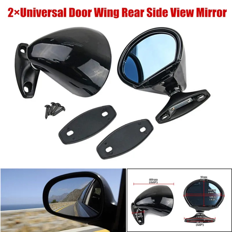 1 Pair Side Rear View Mirrors Vintage Blue Antiglare Style Universal