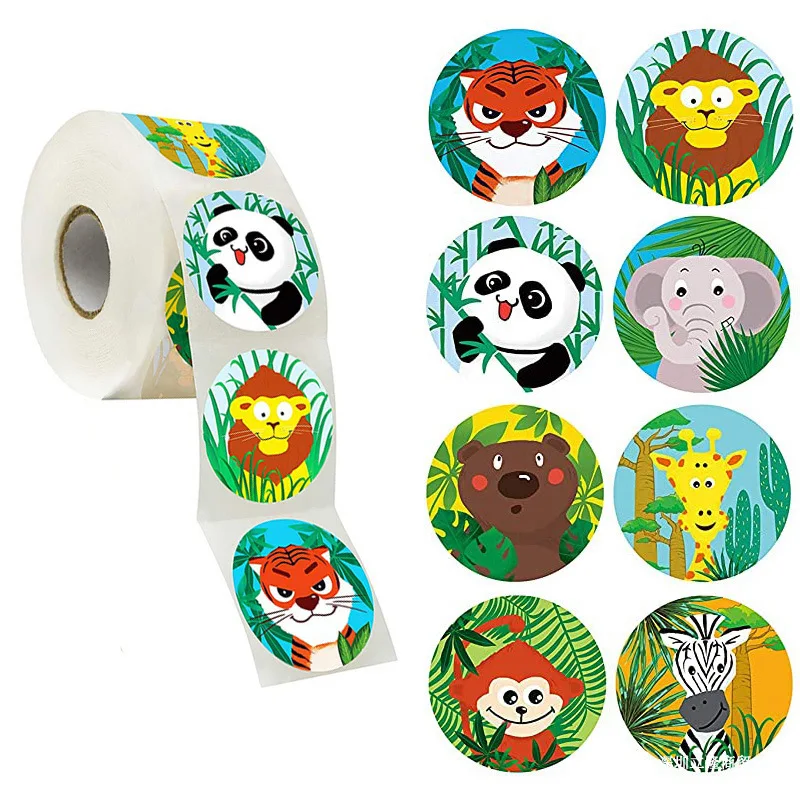 Pegatinas de dibujos animados de animales para niños, 50-500 uds., pegatina de juguetes clásicos, pegatina de recompensa para maestro de escuela, patrón de diseños de varios estilos