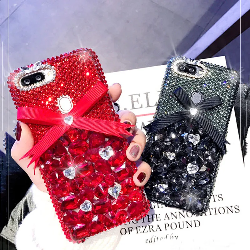 Women Bling Diamond Bow Case Handmade Rhinestone Jewelled For iPhone 8 6 6S 6plus 7 plus x xs max 11 Pro Max Cover | Мобильные