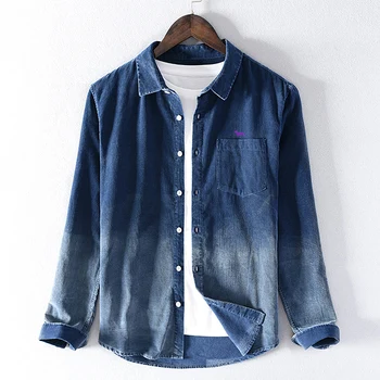 

2020 Men Top Quality embroidery harmont 100% Cotton Corduroy Shirt Long Sleeves Bottoming Shirt Slim Fashion Brand Over Size 3xl