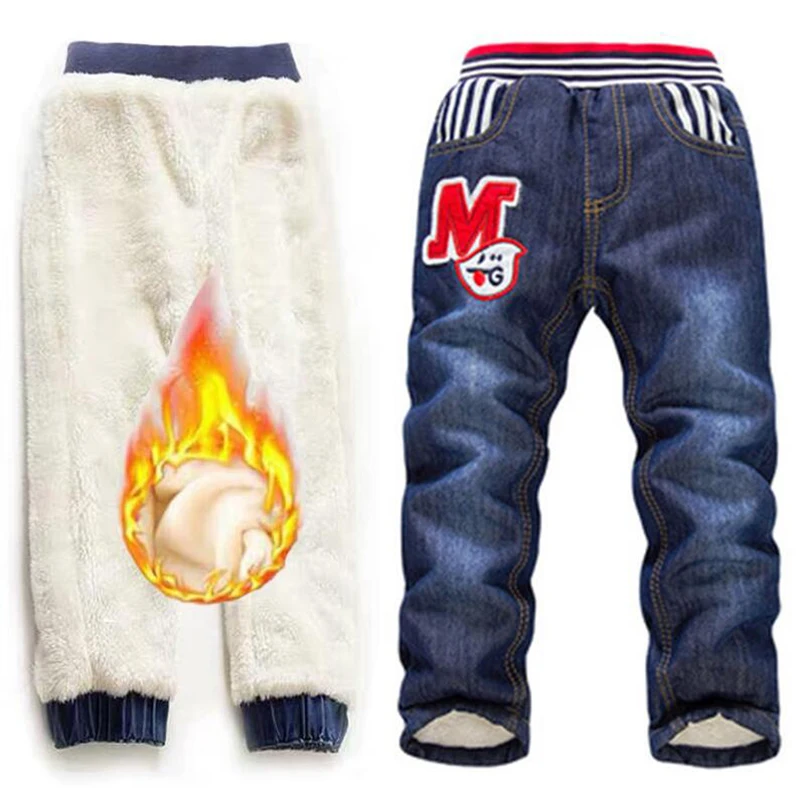 

Children Clothing 2019 Baby Boy Trousers Children Winter Jeans Children Thickening Plus Cotton To Keep Jeans Big Boy Warm Jeans