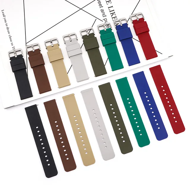 Cinturino Per Orologio FKM Piatto Liscio 14mm 16mm 18mm 20mm 22mm 24mm Cinturino Per Orologio Intelligente In Gomma Fluorurata Morbida Impermeabile Cinturino A Sgancio Rapido - Foto 2