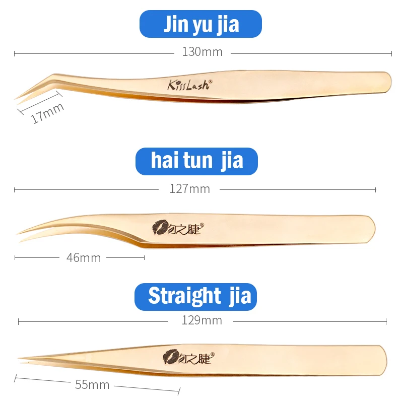 Golden eyelashes tweezers Super Precision Premium Stainless  steel Eyebrow Tweezer for Eyelashes Extension Eye Makeup Tools 2