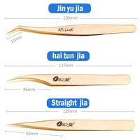 Golden eyelashes tweezers Super Precision Premium Stainless  steel Eyebrow Tweezer for Eyelashes Extension Eye Makeup Tools 2