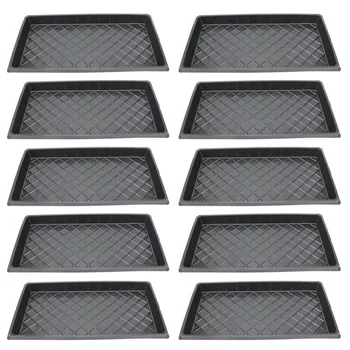 

10Pcs Rectangular Sprouts Seedling Tray Plant Grow Kit Without Hole/With Hole Nursery Grow Box Propagation For Garden - Black