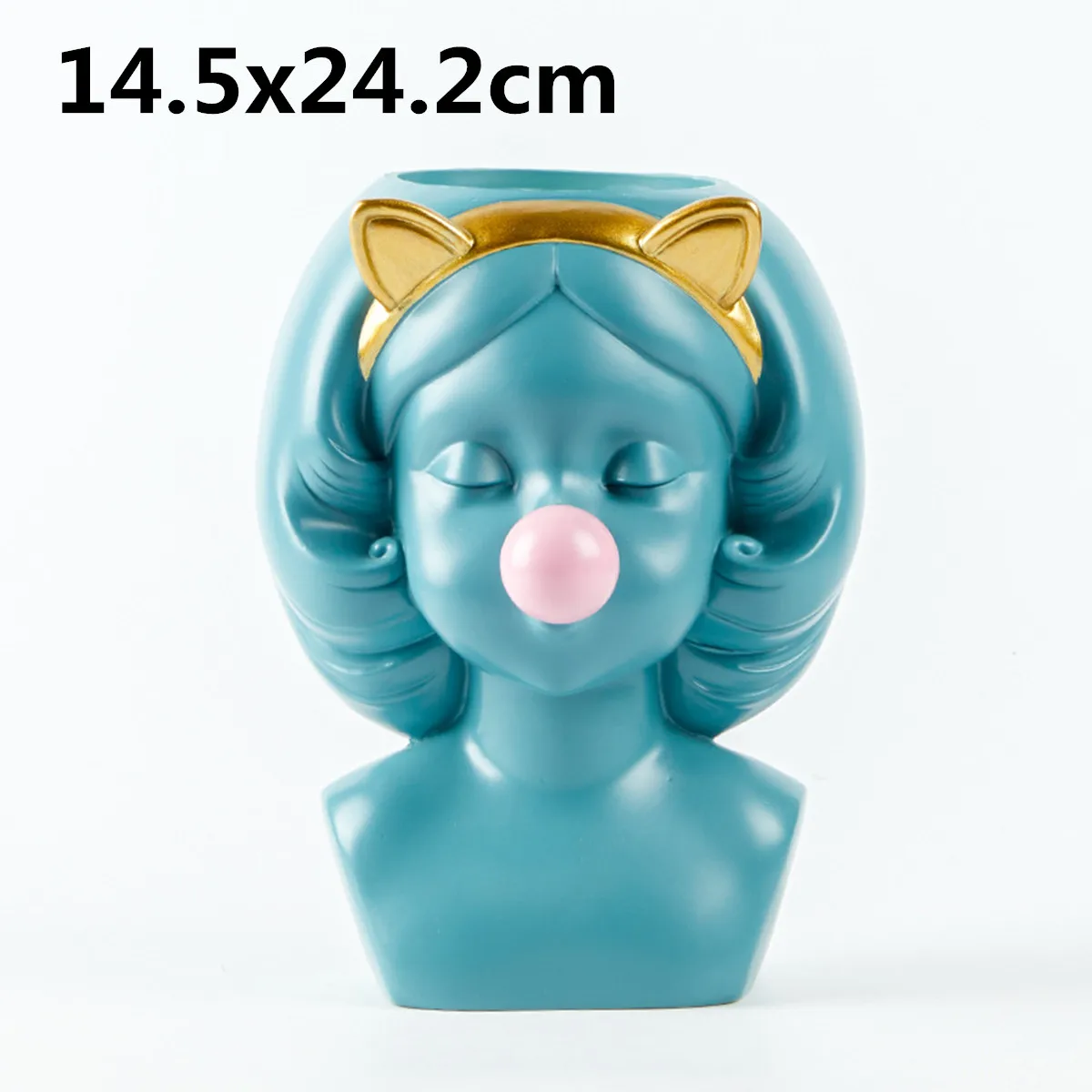 L Green Cat Креативная ваза из смолы в стиле милой девушки, декоративный цветочный горшок из жевательной резинки, современное милое художественное украшение, Цветочная композиция - Цвет: L Green Cat